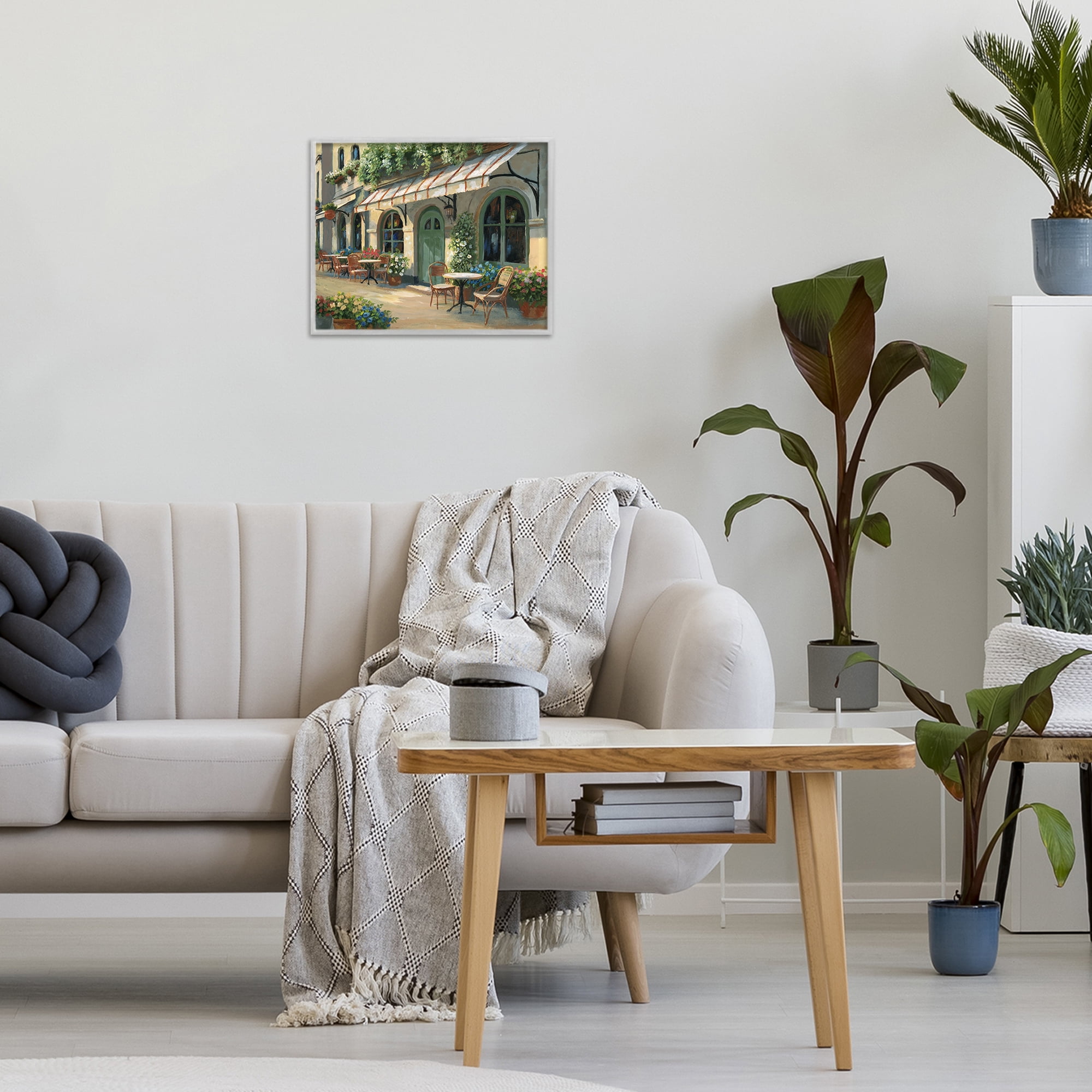 Stupell Industries Cozy Cafe Sunlit Patio Gray Framed Giclee Art, design by Nan
