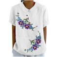 thumbnail image 2 of Fiudx Tops para Mujer Camiseta Holgada Informal con Estampado para Mujer, Tops de Manga Corta con Cuello de Muñeca, Blusa Bonita y de Lino, 2 of 4
