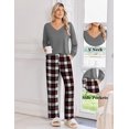 thumbnail image 4 of Ekouaer Womens 2 Pack Pajama Sets Long Sleeve Leopard Top with Pants Pjs Black Sleepwear Soft Lounge Sets, 4 of 6