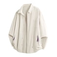 thumbnail image 1 of Blusa y camisa de manga larga con cuello vuelto para hombre, color liso, con botones y cuello vuelto, cárdigan de manga larga, blusa de poliéster para hombre, 1 of 8