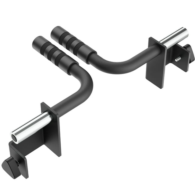 Synergee Dip Handles for 2x3 Power and Squat Racks, Dip Stand Fits Racks with 1" and 5/8" Holes. Rack-Mounted Dip Bar Attachment for Dips, Leg Raises, and Knee Tucks.