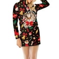 thumbnail image 3 of KOMOO Women Christmas Hooded Dress 3D Cat Christmas Long Sleeve Drawstring T-shirt Dress Xmas Hoodie Short Skirt, 3 of 6