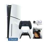 PlayStation 5 Slim Disc 3TB SSD Edition FINAL FANTASY XVI Bundle with Two Controllers White and Midnight Black DualSense and Mytrix Dual Controller Charger - PS5 Gaming Console