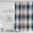 thumbnail image 4 of Blue Brown Plaid Waterproof Fabric Shower Curtain,Modern Abstract Striped Gingham Checked Waterproof Fabric Shower Curtain for Bathroom Curtains Bathtubs Shower Curtains with 12 Hooks Standard 66x72, 4 of 8