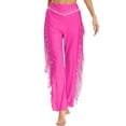 thumbnail image 1 of dPois Women's Tassels Fringed Dance Trouser Tango Rumba Latin Ballroom Modern Dance Training Pants HotPink S, 1 of 5