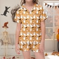 thumbnail image 2 of XAOFW Halloween Pajamas Pumpkin Ghost Printed Lapel Collar Girls Pajamas Sets Short Sleeve Button Down Tops And Elastic Waist Shorts Kids 2 Piece Loungewear Sets Trendy Nightwear 2-3 Years, 2 of 8
