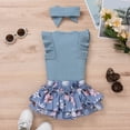 thumbnail image 3 of Vedolay Girls Outfits Summer Sets Girls Summer Cute Shorts 2 PC Outfits Clothes T-Shirt Tops Shorts Sets,Blue 9 Months, 3 of 5
