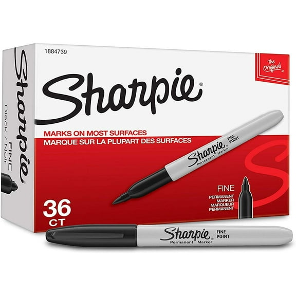 Sharpie 1884739 Permanent Markers Fine Point Black, 72 Markers