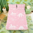 thumbnail image 3 of Erosebridal Cartoon Dinosaur Print Full Size Sheets for Kids, Pidnk White Bed Sheets, 4pcs (1 Flat Sheet, 1 Fitted Sheet and 2 Pillowcases), 3 of 6