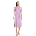 thumbnail image 6 of Time and Tru Women's Belted Knit Dress with Side Slits, Sizes XS-XXXL, 6 of 7
