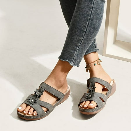 

Binmer Women s Leisure Vacation Comfort Flower Open Toe Wedge Beach Sandals