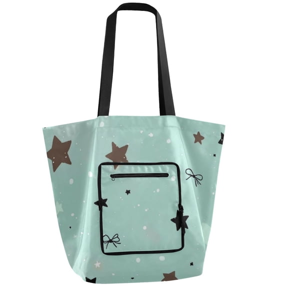Iauyy Foldable Shoulder Tote Bags Large Storage for Women -Reusable 11*9.5*15.4in Wide Handbag Design Shopping/Travel Bag ,????_????-01-01
