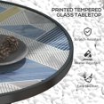 thumbnail image 3 of Table d'Appoint Ronde de 23,6 Po pour Terrasse Extérieure avec Dessus en Verre Trempé Imprimé Multicolore et Cadre en Acier Enduit de Poudre, Petite Table Bistro pour Jardin, Balcon et Cour Arrière, 27,6 Po H, 3 of 7