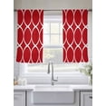 thumbnail image 5 of Abstract Geometric Sheer Curtains 45 Inch Long 2 Panels, White Twisted Lines Red Background Light Filtering Rod Pocket Semi Sheer Curtains, Sheer Voile Drapes for Living Room Bedroom, 52"x45", 5 of 5