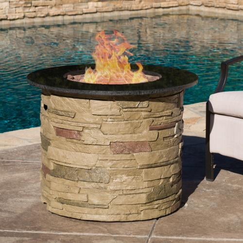 Christopher Knight Home Zuniga Outdoor Round Propane Firepit with Lava Rocks by by Overstock
