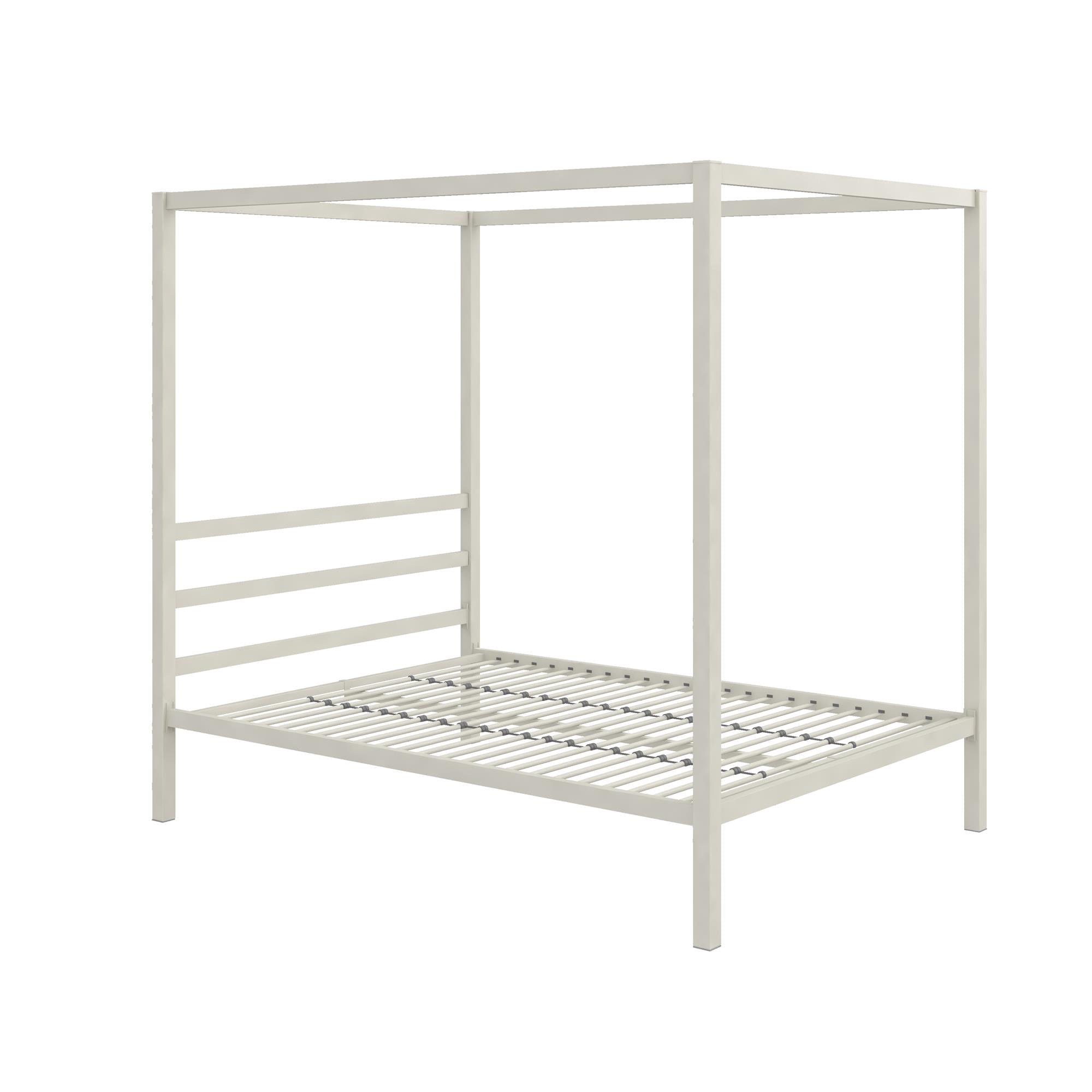 DHP Modern Metal Canopy Bed, Off White Metal, Full