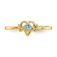 thumbnail image 5 of Solid 14k Yellow Gold Blue Topaz Birthstone Heart Engagement Ring Size 8, 5 of 6