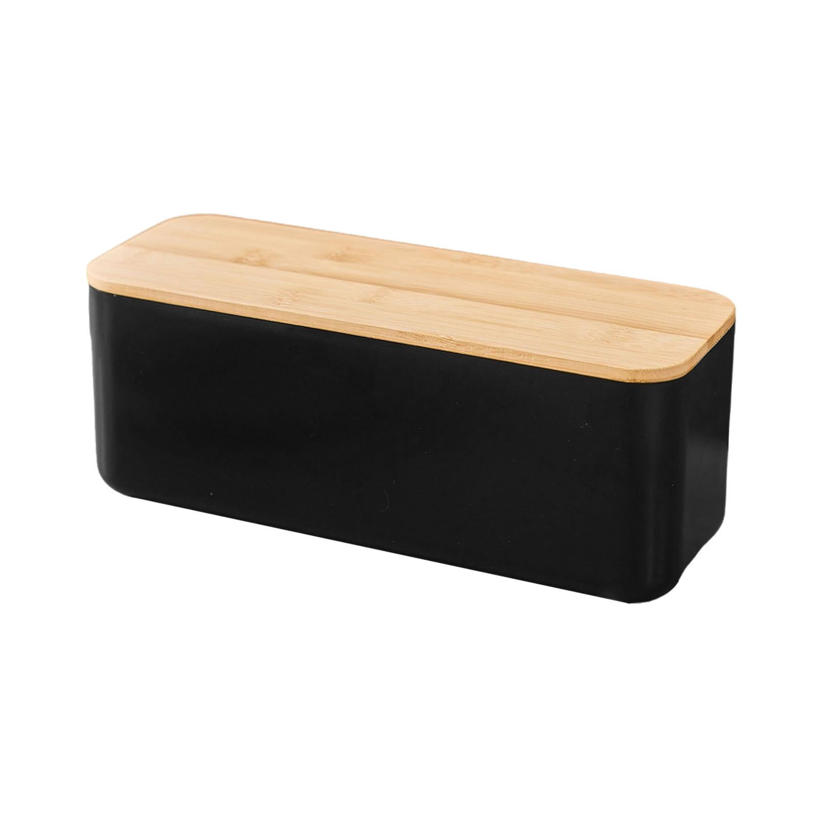 Fiocias Bread Box with Cutting Board Lid Breadbox Minimalist Keeps Fresh Container Bread black No hole lid