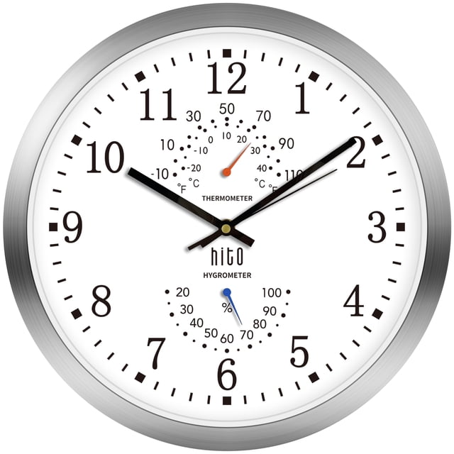 Reloj de pared HITO Silent de 35 cm, funciona con pilas, aluminio, moderno