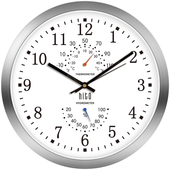 Reloj de pared HITO Silent de 35 cm, funciona con pilas, aluminio, moderno