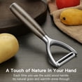 thumbnail image 4 of JJEAN-JUSEEPO Premium Vegetable Peeler, Y Type Swivel 304 Stainless Steel Blade Comfortable Solid Wood Handle, Practical gift for the home kitchen mom grandma for Veggie, Fruit, Potato(Exotic Ebony), 4 of 4
