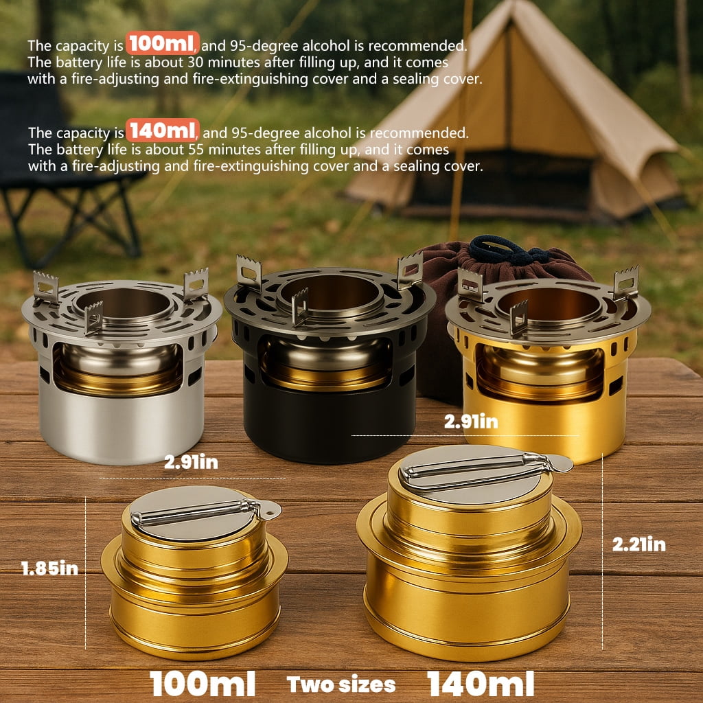 Alcohol Stove Burner Camping Portable Mini Alcohol Stoves Lightweight Tiny Brass Stove For Hiking Backpacking Emergency Outdoor Coffee Cooking