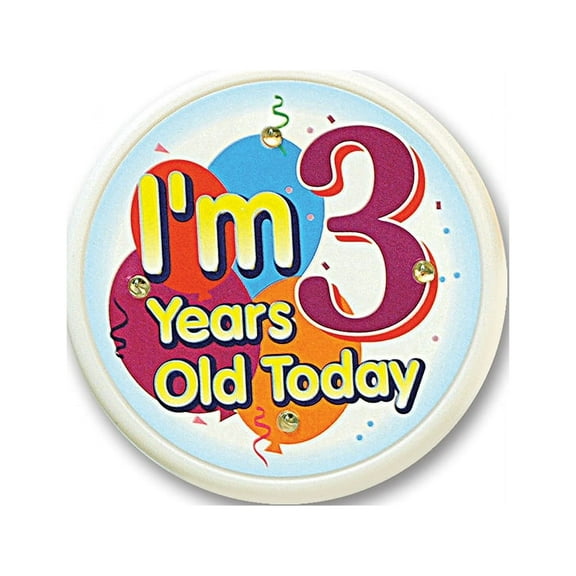 Beistle Pack of 6 Blue and Orange "I'm 3 Years Old Today" Toddler Birthday Celebration Buttons 2.5"