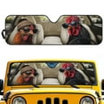 thumbnail image 2 of Uorisanigo Windshield Sun Shade Compatible with Rubicon Sahara TJ JK JKU 2 Door & 4 Door Sun Visor Shade, Aluminum Foil Heat UV Protection Visor Accessories, Funny Rooster Driving, 2 of 7