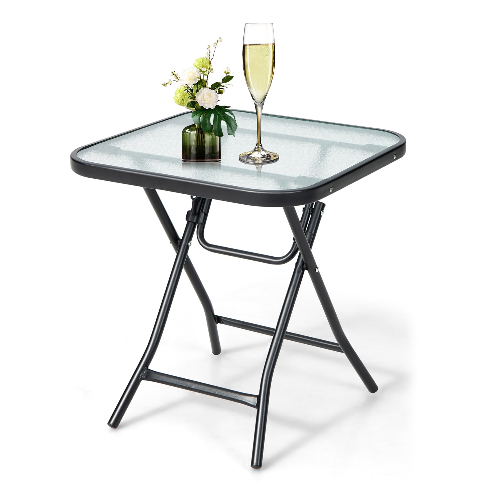 Round Metal Folding Patio Bistro Table - 60cm - White