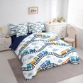 thumbnail image 2 of Manfei Toy Train 7-Piece Twin Bedding,Blue Railroads Tracks Bedding Comforter Set,Navy Blue Reversible, 2 of 7
