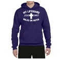 thumbnail image 2 of My Lifeguard Walks on Water Jesus Christ Bible | Mens Inspirational/Christian Hooded Sweatshirt Graphic Hoodie, Purple, Large, 2 of 3