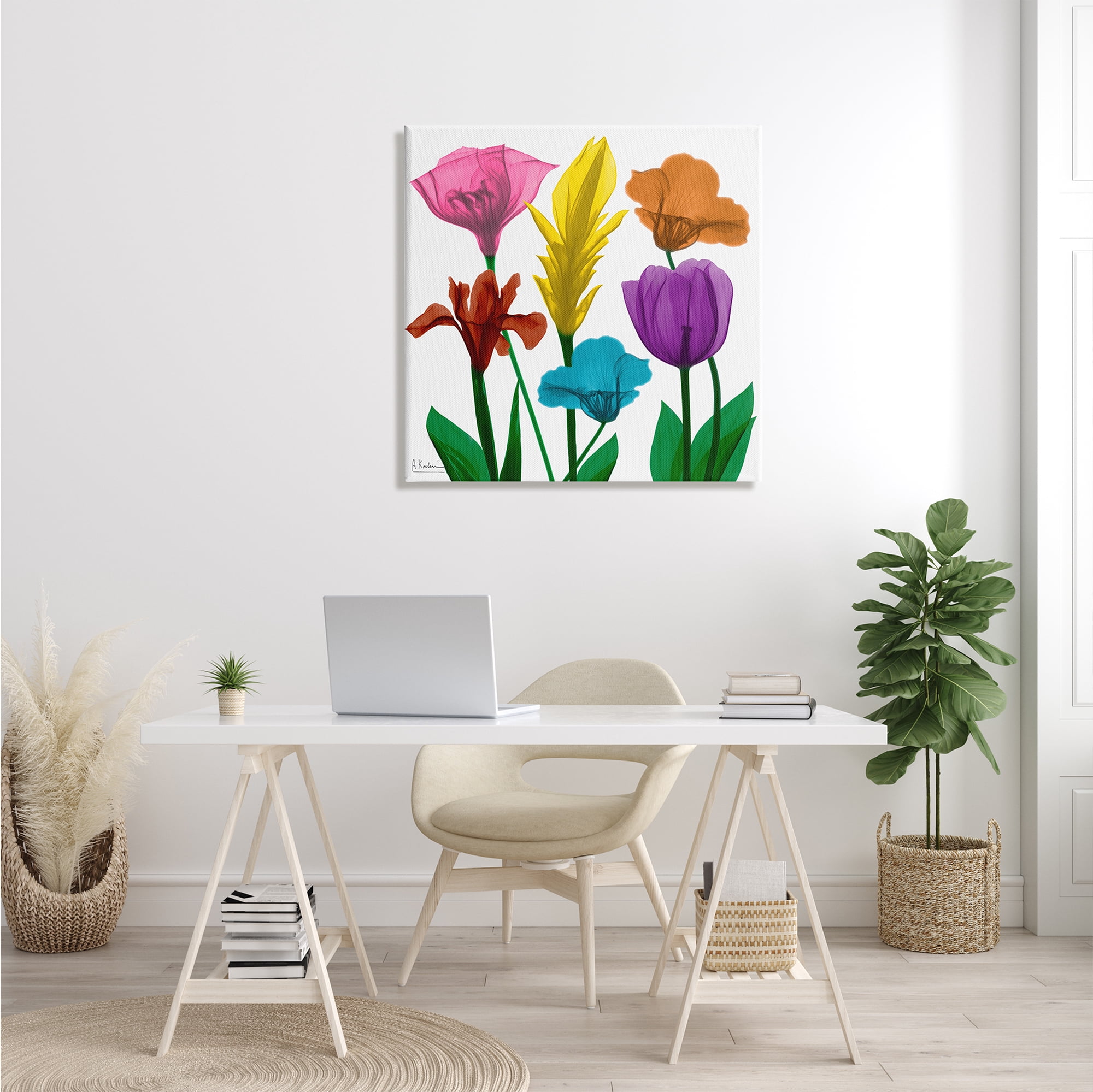 Stupell Industries Bold Rainbow Spring Flowers Translucent Floral Botanical & Floral Photography Gallery Wrapped Canvas Print Wall Art, 30 x 30