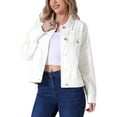 thumbnail image 4 of INSPIRE CHIC Women's Spring Denim Long Sleeve Button Down Pearl Decro Jacket L White, 4 of 5