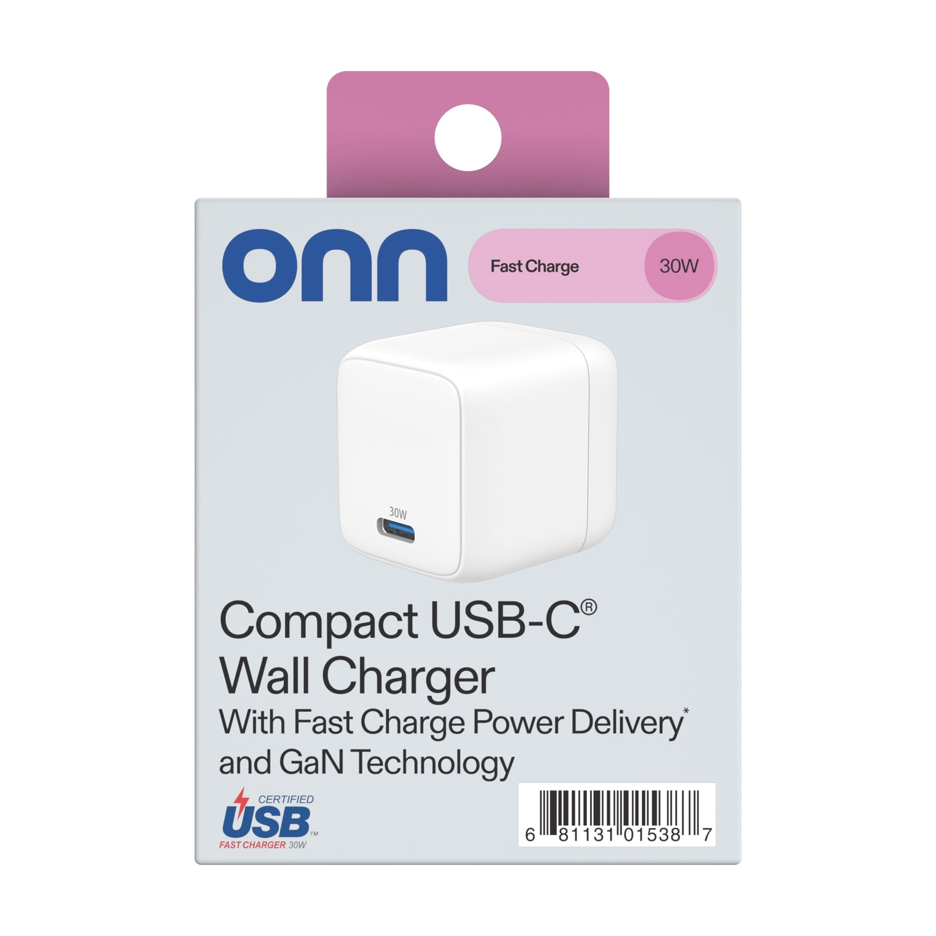 Cargador de Pared onn 30W GaN de un Solo Puerto USB-C, Carga Rápida, Certificado USB-IF, Enchufe Plegable, Blanco - Compatible con iPhone, Samsung Galaxy, Google Pixel y más 5