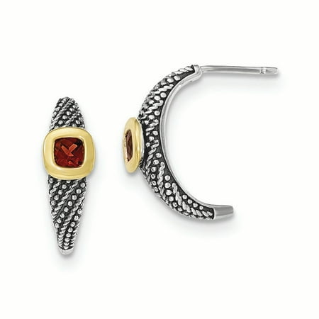 - Sterling Silver w/14k Garnet Post Earrings