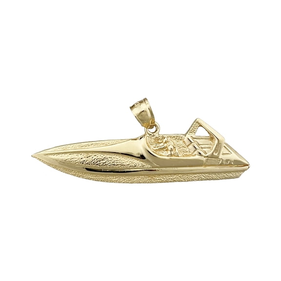 14K Gold Two Seater Speed Boat Pendant