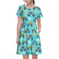 thumbnail image 1 of Bixox Robe d'Été à Manches Courtes pour Femmes Robe Ample Longueur Genou avec Poches-Camion Monstre, 1 of 7