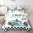 thumbnail image 1 of Two Fast Birthday Decorations Bedding Set For Boys Blue Race Car Comforter Set Checkered Flags Racing Wheel Bedding(Comforter+Fitted+Flat Sheet+2 Pillowcases+2 Throw Pillow Covers)7Pcs Bed Set,King, 1 of 5