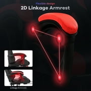 Ergonomic Gaming Chair, Brochao Gaming Chair with Speaker & LED Lights, Computer Racing Chair for Adults, PU Leather Office Chair with Footrest Lumbar Support Headrest, Red with Light