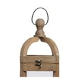 thumbnail image 4 of Benzara Metal Frame Bellied Lantern with Wooden Lattice Design, Small, Black, 4 of 6