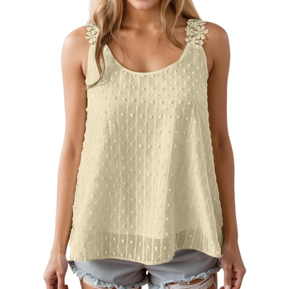 DHFJKG Summer Camisole Tops For Women Solid Color Lace Trim Sleeveless Tank Clothes Casual Everyday Wear Solid Color Stylish Tops