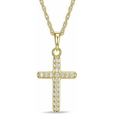 Moissanite Diamond Pendant Necklace for Women, 18K Gold Plated 925 Sterling Silver Cross or Heart Necklace for Women,