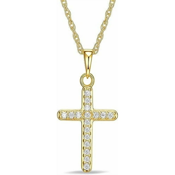 Moissanite Diamond Pendant Necklace for Women, 18K Gold Plated 925 Sterling Silver Cross or Heart Necklace for Women,