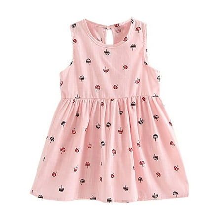 

Toddler Baby Girls Summer Casual Cotton Sleeveless Floral Dresses Sundress