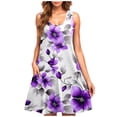 thumbnail image 2 of Ovzne Robes pour Femmes Robe pour Femme Robe Décontractée Grande Taille Sans Manches Col Rond Courte Robe Florale Robe de Vacances Liquidation, 2 of 5