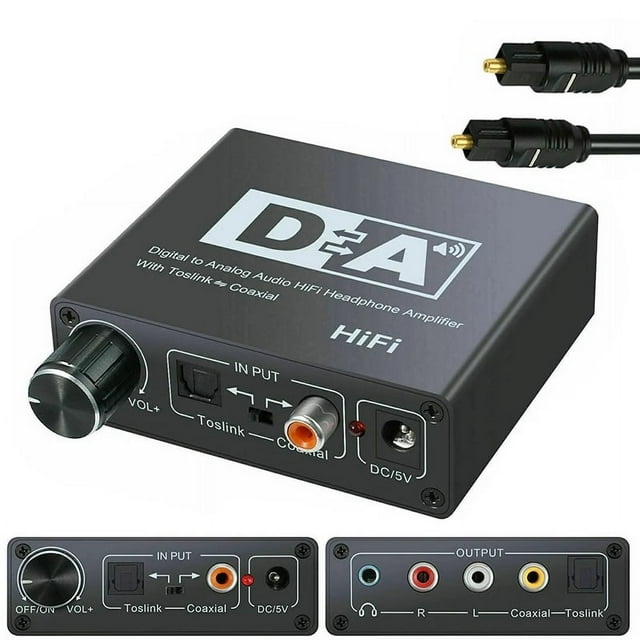 Hifi DAC Amp Digital To Analog Audio Converter RCA 3.5mm Headphone Amplifier Toslink Optical Coaxial Output Portable Dac 24bit