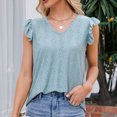 thumbnail image 2 of Elegante camiseta de manga corta con cuello en V sólido para mujer Blusa suelta Tops OAVQHLG3B Store lin121212, 2 of 5