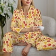 thumbnail image 6 of Honeii Halloween Elements print Women's Pajama Sets Long Sleeve Button Down Sleepwear Nightwear Soft Pjs Lounge Sets-Large, 6 of 7