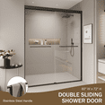 thumbnail image 3 of PAPROOS 50-60” W x 72” H Semi-Frameless Double Sliding Shower Door, Bypass Bathtub Shower, 1/4” (6mm) ANSI Tempered Glass with Anti-Leak Seal, Tub Shower Doors for Walk-in Shower, Matte Black Finish, 3 of 11