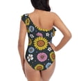 thumbnail image 5 of Picia Colorful Sunflowers Pattern Women's One Piece Swimsuits,One Shoulder Swimwear Asymmetric ,Ruffle Monokinis Bathing Suits,High Waisted Flattering Bathing Suits-Medium, 5 of 8